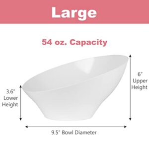 PARTY BARGAINS Angled Plastic Bowls - [5 Pack] White, Heavy-duty Premium Quality Large Serving Bowl, Excellent for Weddings, Baby & Bridal Showers, Parties & More