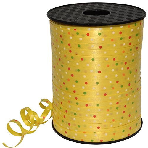 Morex Ribbon 32705/500-605 Confetti Polypropylene Curling Ribbon, Polypropylene, 3/16 X 500 yd, Yellow, Item Confetti Curling Ribbon,Yellow,3/16 by 500 yd