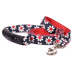 yellow dog design black daisy uptown dog leash 3/4" wide and 5' (60") long, small/medium