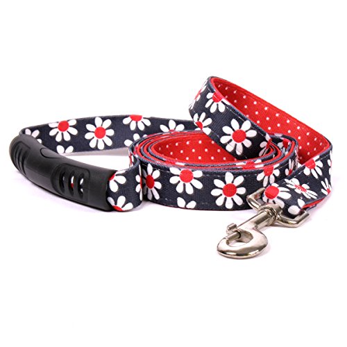 Yellow Dog Design Black Daisy Uptown Dog Leash 3/4" Wide and 5' (60") Long, Small/Medium