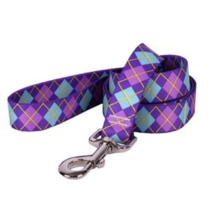 yellow dog design argyle purple dog leash 3/4" wide and 5' (60") long, small/medium