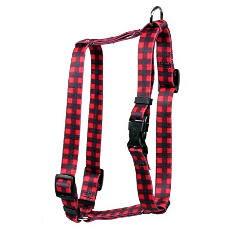 Yellow Dog Design Buffalo Plaid Red Roman Style H Dog Harness, Large