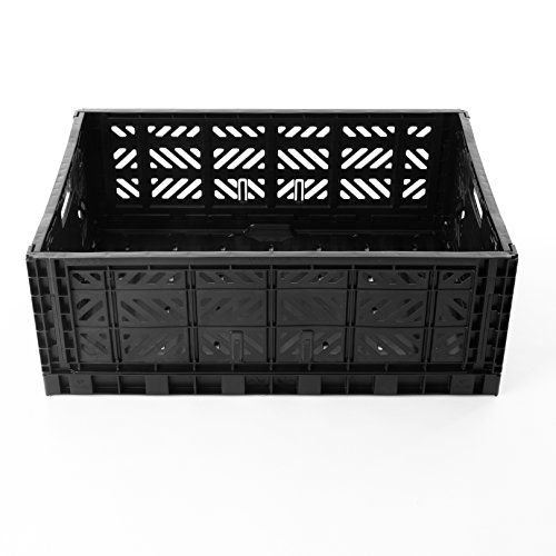 AYKASA Collapsible Storage Bin Container Basket Tote, Folding Basket Crate Container : Storage, Kitchen, Houseware Utility Basket Tote Crate = Maxi-Box Comfort Lock (Black)