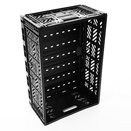 AYKASA Collapsible Storage Bin Container Basket Tote, Folding Basket Crate Container : Storage, Kitchen, Houseware Utility Basket Tote Crate = Maxi-Box Comfort Lock (Black)