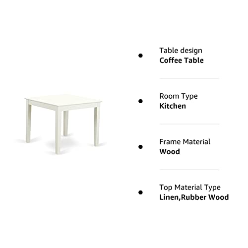 East West Furniture OXT-LWH-T Oxford Square Dining Room Table for Small Spaces, 36x36 Inch, Linen White