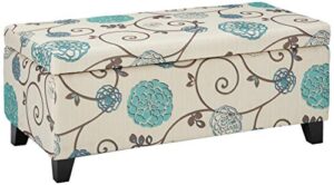 christopher knight home breanna fabric storage ottoman, white and blue floral