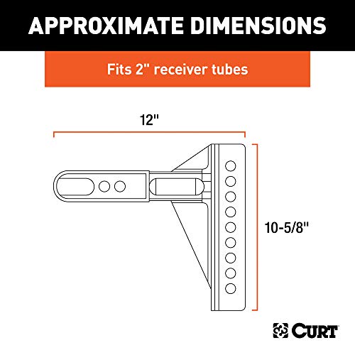 CURT 45917 Replacement Shank for Adjustable Trailer Hitch Ball Mount #45902 or #45908, Fits 2-1/2-Inch Receiver, CARBIDE BLACK POWDER COAT