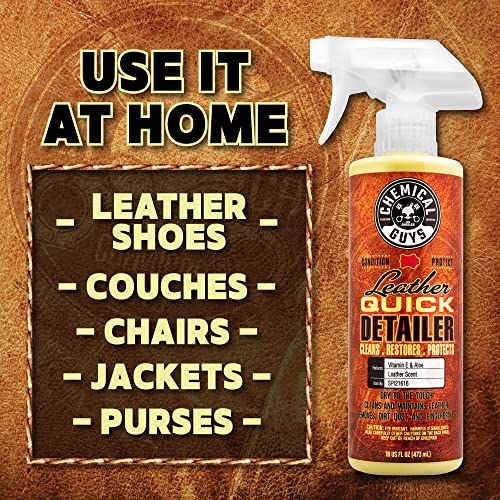 Chemical Guys SPI21616 Leather Quick Detailer for Car Interiors, Furniture, Apparel, Shoes, Sneakers, Boots, and More (Works on Natural, Synthetic, Pleather, Faux Leather and More), 16 fl oz