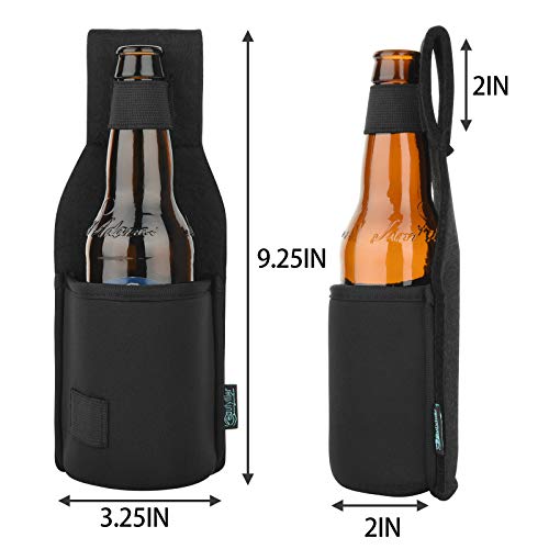 Beautyflier Outdoor Drink Hip Holder Handmade Neoprene Single Bottle Can Beverage Holder Black