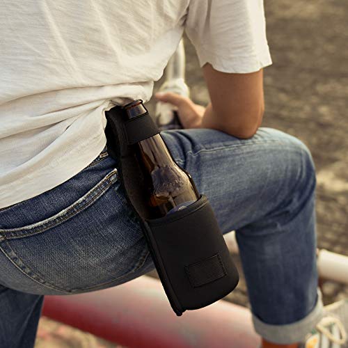 Beautyflier Outdoor Drink Hip Holder Handmade Neoprene Single Bottle Can Beverage Holder Black