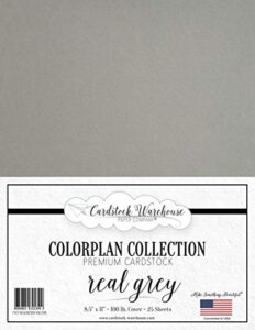 colorplan real grey cardstock paper - 8.5 x 11 inch premium matte 100 lb. heavyweight - 25 sheets from cardstock warehouse