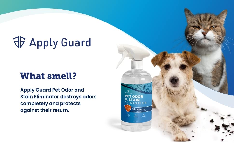 Apply Guard Professional Strength Pet Stain And Odor Eliminator for Dogs, Cats, and All Pets- Instantly Neutralize and Sanitize Tough Pet Odors and Pet Urine Stains 16oz. Cat Pee Odor Destroyer.