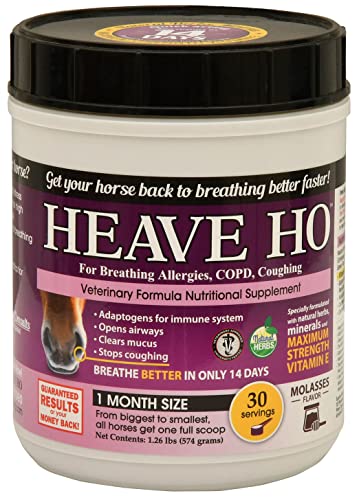 Heave Ho Horse Nutritional Supplement for Breathing Allergies, COPD, Coughing 30 Servings Sugar-Free Apple