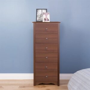 BOWERY HILL 53" Tall 6 Drawer Lingerie Chest/Storage Chest with Wood Knobs in Cherry