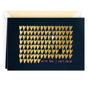 hallmark signature anniversary card, love card for significant other (gold foil hearts)
