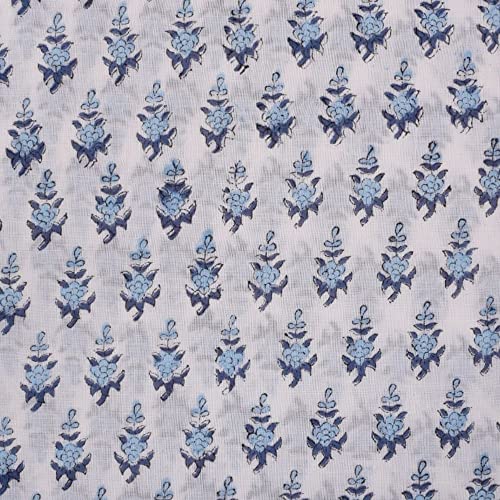 Trade Star 3 Yard Hand Block Print Fabric Indian Ethnic Natural Running Fabric for Sewing 100% Cotton Fabric by The Yard Floral Print Fabric for Crafting Dressmaking (Pattern 11)