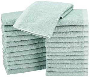 amazon basics fast drying, extra absorbent, terry cotton washcloths - pack of 24, seafoam green, 12 x 12-inch