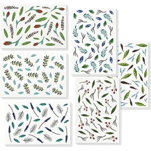 all occasion greeting cards - watercolor nature design - beautiful leaves pattern - includes 48 cards and envelopes - 4 x 6 inches