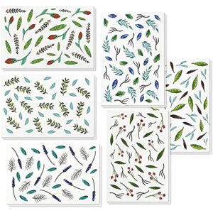 All Occasion Greeting Cards - Watercolor Nature Design - Beautiful Leaves Pattern - Includes 48 Cards and Envelopes - 4 x 6 Inches