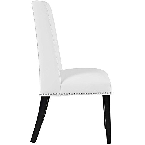 Modway MO- Baron Modern Tall Back Wood Faux Leather Upholstered, Dining Chair, White