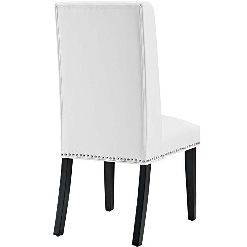 Modway MO- Baron Modern Tall Back Wood Faux Leather Upholstered, Dining Chair, White