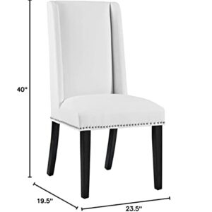 Modway MO- Baron Modern Tall Back Wood Faux Leather Upholstered, Dining Chair, White