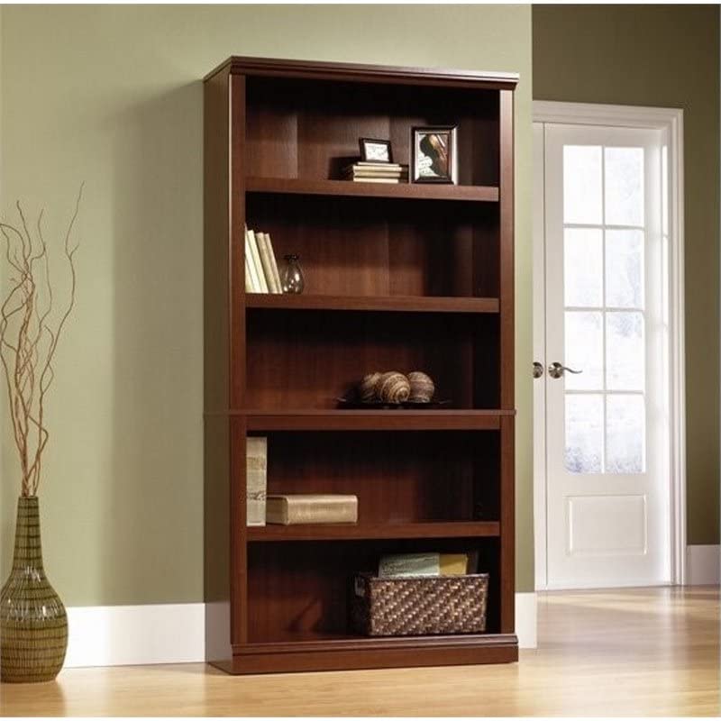 BOWERY HILL 5 Shelf Modern Style Wood Bookcase in Select Cherry
