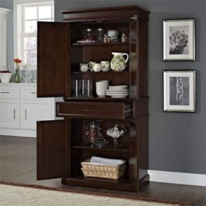 BOWERY HILL Kitchen Pantry Solid Wood Storage Cabinet in Mahagony