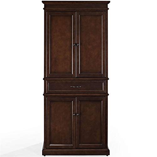 BOWERY HILL Kitchen Pantry Solid Wood Storage Cabinet in Mahagony