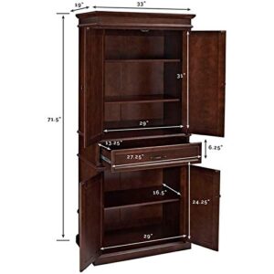 BOWERY HILL Kitchen Pantry Solid Wood Storage Cabinet in Mahagony