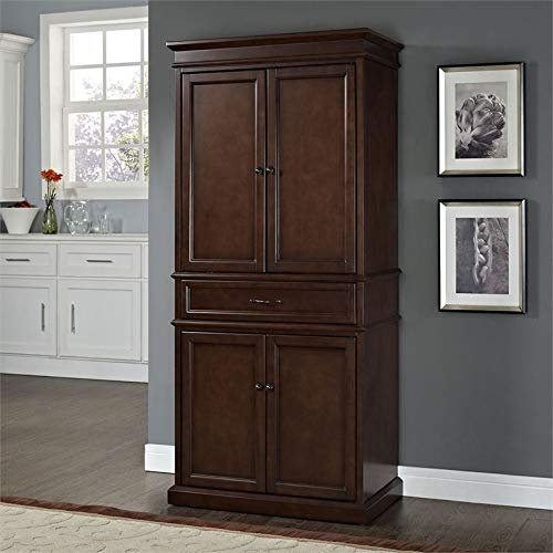 BOWERY HILL Kitchen Pantry Solid Wood Storage Cabinet in Mahagony