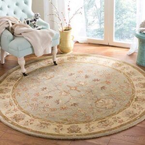 SAFAVIEH Antiquity Collection 6' Round Light Grey/Beige AT62A Handmade Traditional Oriental Premium Wool Area Rug