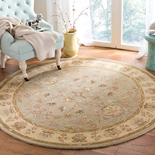 SAFAVIEH Antiquity Collection 6' Round Light Grey/Beige AT62A Handmade Traditional Oriental Premium Wool Area Rug