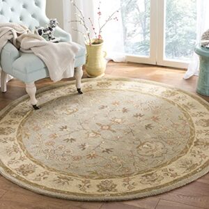 safavieh antiquity collection 6' round light grey/beige at62a handmade traditional oriental premium wool area rug