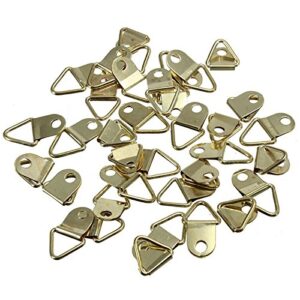 Ioffersuper 200Pcs/Pack Golden Brass Triangle Photo Picture Frame Wall Mount Hook Hanger Ring (20 pcs)