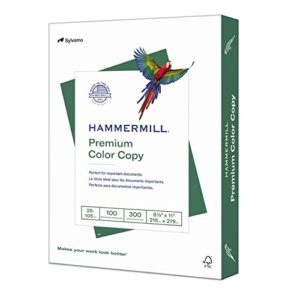 hammermill printer paper, premium color 28 lb copy paper, 8.5 x 11 - 1 pack (300 sheets) - 100 bright, made in the usa, 102700r