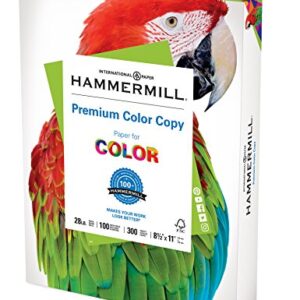 Hammermill Printer Paper, Premium Color 28 lb Copy Paper, 8.5 x 11 - 1 Pack (300 Sheets) - 100 Bright, Made in the USA, 102700R