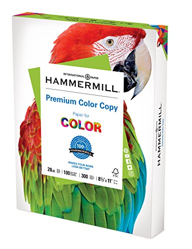 Hammermill Printer Paper, Premium Color 28 lb Copy Paper, 8.5 x 11 - 1 Pack (300 Sheets) - 100 Bright, Made in the USA, 102700R