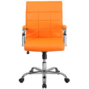 Flash Furniture Vivian Mid-Back Orange Vinyl Executive Swivel Office Chair with Chrome Base and Arms