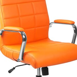 Flash Furniture Vivian Mid-Back Orange Vinyl Executive Swivel Office Chair with Chrome Base and Arms