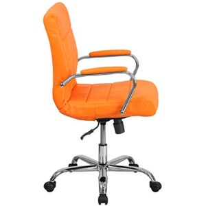 Flash Furniture Vivian Mid-Back Orange Vinyl Executive Swivel Office Chair with Chrome Base and Arms