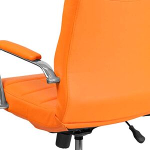 Flash Furniture Vivian Mid-Back Orange Vinyl Executive Swivel Office Chair with Chrome Base and Arms