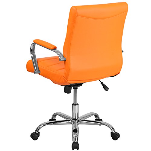 Flash Furniture Vivian Mid-Back Orange Vinyl Executive Swivel Office Chair with Chrome Base and Arms