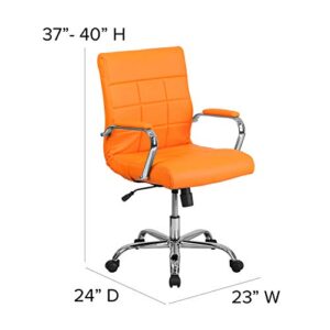 Flash Furniture Vivian Mid-Back Orange Vinyl Executive Swivel Office Chair with Chrome Base and Arms