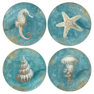 coasterstone "treasures of the sea" absorbent coasters (set of 4), 4-1/4", multicolor