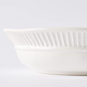 Mud Pie, White Vegetable Serving Bowl Set with Slotted Spoon, 9x6.5x2.5