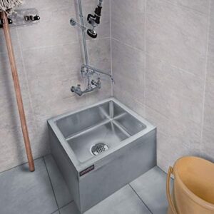 DuraSteel Stainless Steel Floor Mount Mop Sink/Basin with Sink Drainage/Strainer - NSF Certified - 19" W x 22" L x 12" H (Commercial kitchen, Restaurant, Business, Garages, Basements)