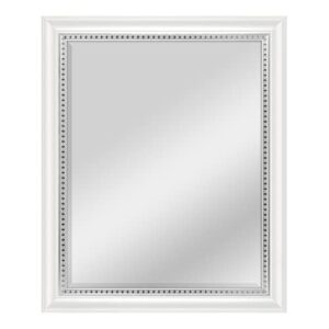 mcs - 83049 22x28 inch embossed accent wall mirror, 27 x 33 inch, white wood grain with silver trim finish