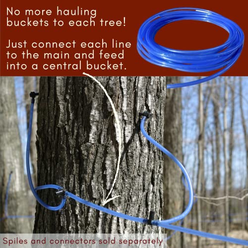 Maple Syrup Tree Tapping Tubing Line – 50 FEET - 5/16 inch Vacuum Line Hose – Can use with Drop Line Tubes Set-up – Semi Stiff Blue – 15 Year (50 Foot Length)