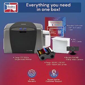 Bodno Fargo DTC1250e Single Sided ID Card Printer & Complete Supplies Package with Bronze Edition Software